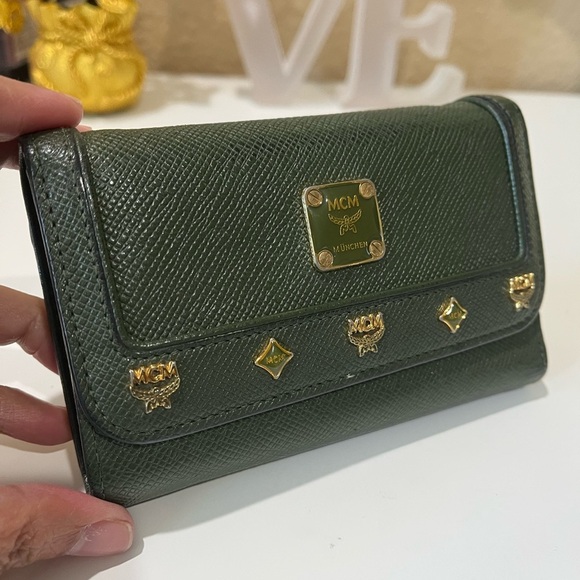MCM ARMY GREEN COLORED TRIFOLD WALLET - Picture 3 of 13
